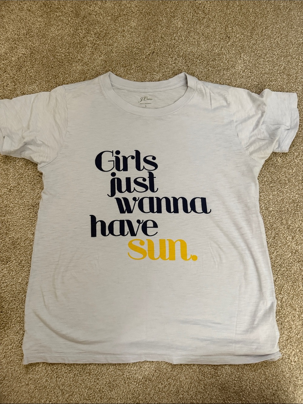 J. Crew White Graphic Tee with Navy and Yellow Print